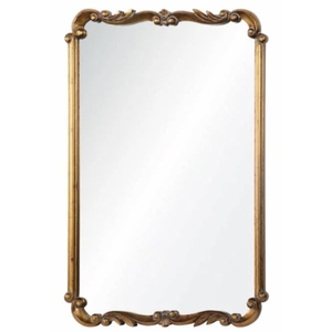 Traditional Rectangular Wall <b>Mirror</b> with Ornate Gold Carved <b>Wooden</b> Frame Home Hotels <b>Bathroom</b> Decor <b>Mirror</b> Frame - Product Image 1