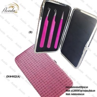 Ensemble de pinces à épiler pour sourcils et cils en or rose de qualité supérieure, 3 pièces, en acier inoxydable, anti-magnétique, avec étui, pointe précise et durable