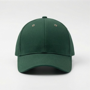 Casquette de baseball verte à 6 panneaux unisexe en sergé de coton, couleur unie, décontractée pour adultes - Product Image 1