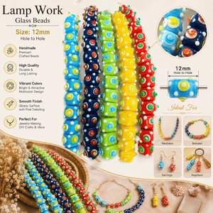 Cuentas de Vidrio Cuadradas de 12 mm Coloridas, Cuentas Hechas a Mano con Acabado Liso para Diseño de Joyas, Proyectos de Abalorios y Manualidades - Product Image 3