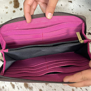 2026 Unique Design Hot Sale Hand Tooled Leather Clutch With <b>Wristlet</b> Genuine Cowhide Leather Women's Zipper Closer Wallet Purse - Product Image 6