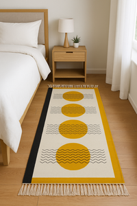 Alfombra de Algodón Hecha a Mano, Ecológica, Antideslizante, con Patrón Geométrico, Lavable, Estilo Bohemio para Sala de Estar y Dormitorio - Product Image 3