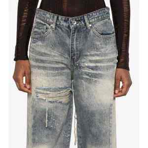 กางเกงยีนส์เดนิมทรงขาบานเคลือบแว็กซ์สีดำแบบสั่งทำพิเศษสำหรับผู้ชาย - Product Image 6