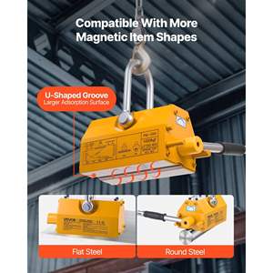 Lève-objets magnétique en néodyme N42 de 2200 lb, crochet en acier, poignée de déverrouillage, pour grue d'atelier, palan, utilisé pour le levage de plaques d'acier - Product Image 6