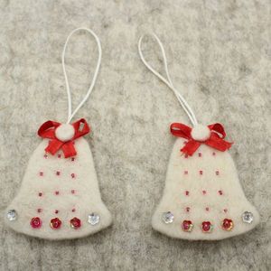 Handmade Felt Christmas Bell Ornaments With <b>Red</b> <b>Ribbon</b> And Rhinestones Indoor Decor Traditional Style - Product Image 5