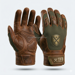 Guantes de Bateo de Softbol de Lanzamiento Rápido para Hombre y Mujer, Ajuste Ergonómico, Palma de Cuero Genuino, Malla Transpirable, Logotipo Personalizado - Product Image 1