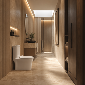 WC monobloc allongé NOVA, à poser au sol, à siphon en S, double chasse, en céramique, design contemporain, 1,0-1,28 GPF, facile à nettoyer, pour salle de bain - Product Image 5