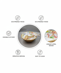 Juego de cubiertos desechables de madera con diseño floral, 160 mm, cuchara, tenedor y cuchillo de madera de abedul, biodegradables y compostables, para catering. - Product Image 6