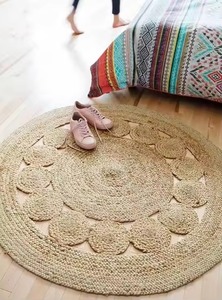 Hand Braided Woven Jute Cotton Area <b>Rugs</b> Non-Slip Custom Thick Floor Carpet Living Room Exercise <b>Camping</b> Prayer Machine Wash - Product Image 3