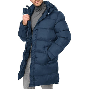 Manteau d'hiver pour homme, veste matelassée extra longue, imperméable, parka épaisse, vêtements d'extérieur isolés avec capuche amovible, chaud pour le temps froid - Product Image 1