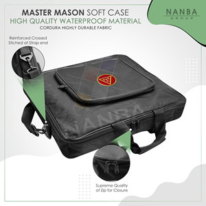 Étui souple en velours côtelé MM-WM avec fermeture éclair et poche, broderie d'emblème, léger, pour tablier de Maître Maçon de la Loge Royale, modèle Premium - Product Image 4