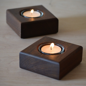 Support à bougies en bois rustique fait main, décoration moderne de luxe pour la maison, pour bougies chauffe-plat - Product Image 4