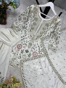 Conjunto de Kurta Tradicional Indio-Pakistaní para Mujer, Largo hasta el Suelo, con Dupatta, Corte Regular, Atuendo Étnico para Todas las Temporadas - Product Image 5
