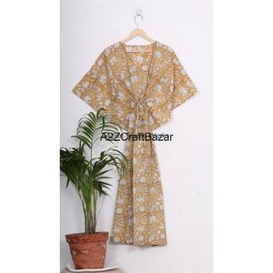 Robe longue kaftan vintage indienne 100% coton, taille unique, faite à la main, pur coton, été automne - Product Image 3