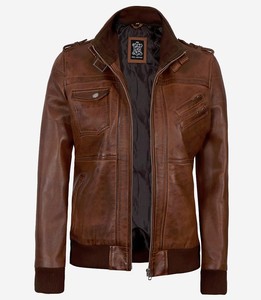 Chaqueta Bomber de Cuero Marrón Vintage para Mujer, con Capucha Desmontable, Chaqueta de Motociclista, Personalizada OEM, Cuero Genuino Teñido Satinado, Impermeable, Venta al Por Mayor - Product Image 4