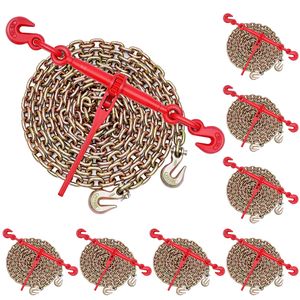 Tendicatena a cricchetto G80 da 3/8 pollici x 10 piedi, capacità di carico di esercizio 9200 libbre, set di ancoraggi per fissaggio sicuro - Product Image 1