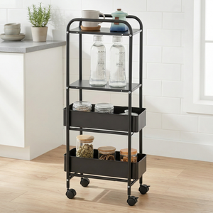 Carrito Auxiliar Metálico Moderno de 3 Niveles, Resistente y Delgado, con Ruedas y Fácil Limpieza, para Cocina y Sala de Estar, Contenedor de Alimentos - Product Image 1