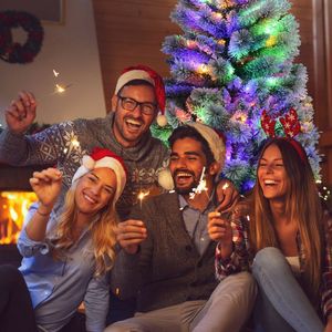 Albero di Natale Pre-Illuminato con Effetto Neve e 9 Modalità di Illuminazione, Alberi di Natale da 5/6/7,5/8 Piedi - Product Image 3