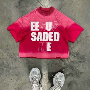Ensemble de T-shirts en coton surdimensionnés pour hommes True Real Studio, imprimé lettres marron, décontracté, manches courtes, coupe jersey, respirant, col rond - Product Image 5