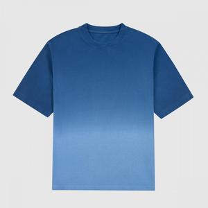 300gsm High Quality Heavyweight 100% Cotton Men's Vintage O-neck Dip Dye Gradient <b>Acid</b> Wash Oversized <b>Drop</b> Shoulder T-shirt - Product Image 4