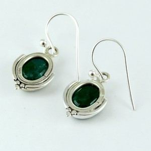 Fantastic Dreamer ! Oval Shape Dyed Emerald 925 Sterling <b>Silver</b> Bohemian <b>Huggie</b> <b>Earrings</b> 2022 Fashion Jewelry - Product Image 2