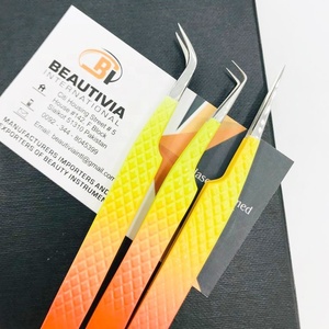 Agarre de diamante de acero sostenible Pinzas de extensión de pestañas de dos tonos/Espejo de pestañas de labios Agarre fuerte Etiqueta privada - Product Image 2