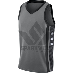 เสื้อบาสเก็ตบอลตาข่ายสีเทาสำหรับผู้ใหญ่ Sparkwell แบบไม่มีแขน คอวี ระบายเหงื่อ แห้งเร็ว พิมพ์ลายโลโก้ด้านหลัง ทรงปกติ - Product Image 6