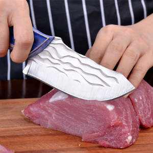 Couteau de boucher de haute qualité en acier à haute teneur en carbone, manche en bois bleu, fourré, avec étui en cuir - Product Image 4