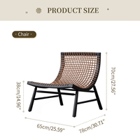 Grosir kursi Boho Retro buatan tangan kayu Solid, tali Sitar aksen kursi santai tanpa sandaran lengan untuk ruang tamu furnitur ruang tamu
