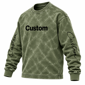 Sudadera de Alta Calidad con Lavado Ácido, Estilo Vintage, Cuello Redondo, Mangas Estampadas, Personalizable, Unisex, Gruesa - Product Image 5