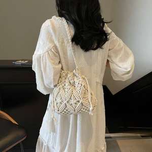 New Fashionable Lady <b>Straw</b> Vintage Hollow Out Single Strap Crossbody & Shoulder <b>Bag</b> Versatile Commuting Winter Travel - Product Image 1