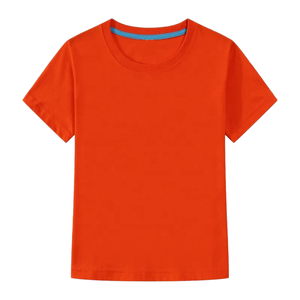 T-shirt à manches courtes pour homme, orange, coupe classique, col rond, décontracté, tricoté, couleur unie, design simple, décontracté, 100% coton - Product Image 1