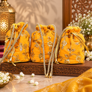 Nouveauté : Sacs Potli en Velours Brodés à la Main avec Paillettes, Sacs à Main Ethniques pour Femmes, Sacs à Cordon, Cadeaux de Mariage - Product Image 6