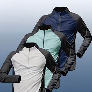 เสื้อยืดแขนยาวผู้ชายแบบแห้งเร็ว 3 ตัว พร้อมซิปครึ่งตัวที่คอ ระบายอากาศได้ดี ซับเหงื่อ เหมาะสำหรับออกกำลังกาย - Product Image 2