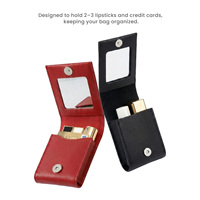 Pochette à rouge à lèvres avec miroir, étui portable pour brillant à lèvres, sac à cosmétiques quotidien en cuir PU imperméable avec logo personnalisé pour femmes