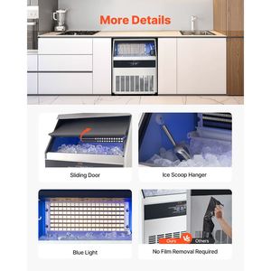 Macchina per il Ghiaccio Professionale da Cucina, Produzione 360 libbre/24H, Capacità di Stoccaggio 88 libbre, 160 Cubetti di Ghiaccio, 15 Minuti, Display Digitale LED - Product Image 6