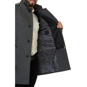Abrigo de lana de doble botonadura para hombre, estilo gabardina, con hombreras, a cuadros, largo, antiarrugas, para otoño e invierno, venta al por mayor OEM - Product Image 4