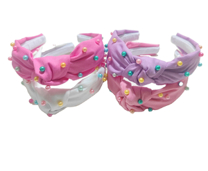 Serre-tête en lin de printemps avec perles, serre-tête en lin personnalisé brodé de sequins pour accessoires capillaires pour enfants - Product Image 6
