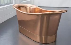 Baignoire autoportante en cuivre, baignoire de trempage en métal pour adultes, baril de bain de luxe irrégulier pour la maison - Product Image 3