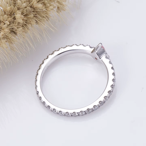Anillo de compromiso de platino con diamante rosa talla pera, estilo romántico para mujer - Product Image 5