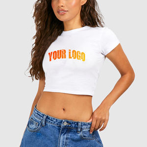 T-shirts Femme Y2K Personnalisés en Gros, Hauts Courts Grande Taille de Haute Qualité 100% Coton, T-shirts Vierge Sexy pour Filles - Product Image 1