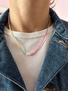 Conjunto de Collar en Capas con Cuentas Azules Reales y Colgante Naranja en Forma de Gota, Cadena Fina, Gargantilla, Joyería Casual para Mujer, Venta al Por Mayor - Product Image 6