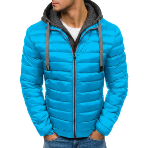 Chaqueta Acolchada con Capucha para Hombre, Color Sólido, Cierre de Cremallera, Resistente al Viento, Informal, para Invierno, Corte Ajustado, Relleno de Poliéster - Product Image 6
