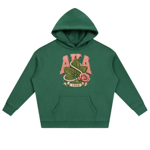 Sweat-shirt à capuche AKA Wrapped Ivy vert pour femme, pull-over graphique inspiré des sororités, manches longues, décontracté, streetwear, mode - Product Image 1