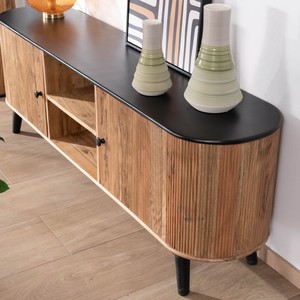 Meuble TV Vandana Ivory Harmony Large bicolore en bois et noir avec design vintage arrondi Boogie 175cm - Product Image 2