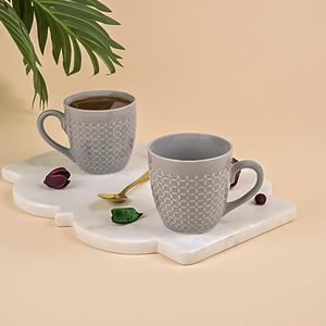 Elegant Sculpted <b>Grey</b> Ceramic Tea Cup <b>Set</b> of 2 - Product Image 4