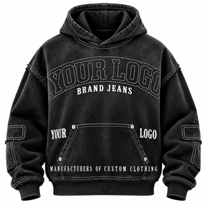 Nueva Sudadera con Capucha Unisex 100% Algodón, Estilo Oversize, Lavada, con Estampado de Letras, Bolsillo Canguro, Estilo Casual Urbano - Product Image 5