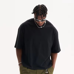 Custom Manufacturer Heavyweight Mock Neck Thick <b>Collar</b> Oversized Drop Shoulder Boxy Cropped <b>t</b> <b>Shirt</b> for Men - Product Image 3