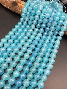 Cuentas de cuarzo aguamarina azul natural, redondas, hermosas gemas azules marinas, cuentas de alta calidad para joyería. - Product Image 6