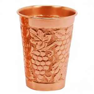 Hammered Copper Tumbler Cylindrical Shape Flared Rim Polished Finish Traditional Handcrafted <b>Drinkware</b> - Product Image 5